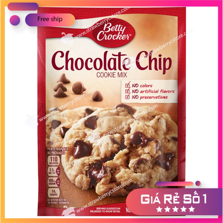 Bột Làm Bánh Cookie Pha Sẵn Betty Crocker Chocolate Chip Cookie Mix (Gói 496gr, 17.5 Oz.) - USA