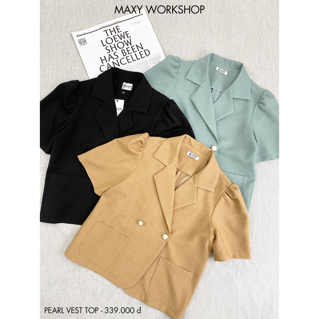 Áo khoác vest tay ngắn phồng nhẹ vest top Maxy Workshop