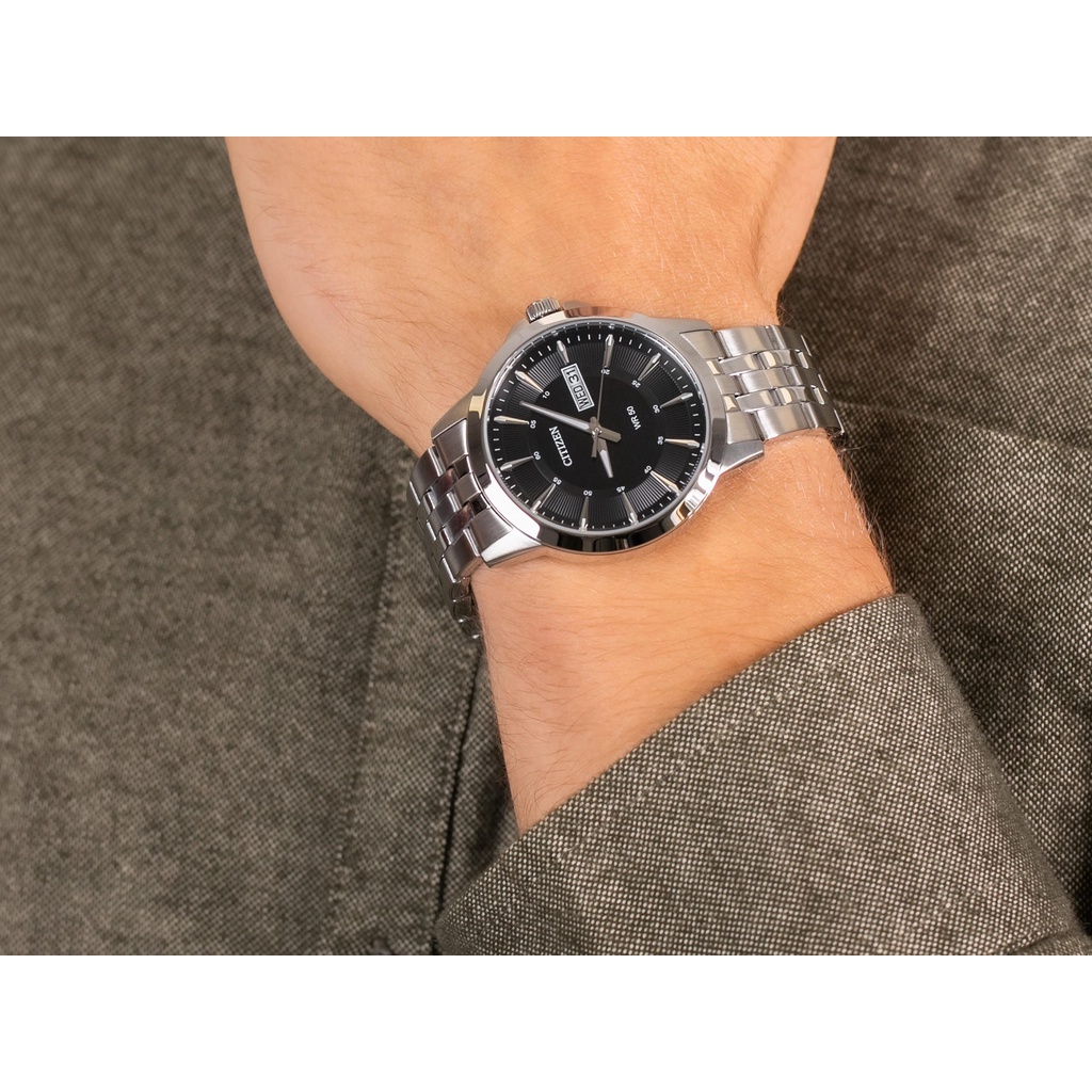 Đồng Hồ Nam Citizen Chính Hãng, Citizen BF2011 - 51E Phản Quang Lịch Ngày Lịch Thứ Dây Thép Fullbox.