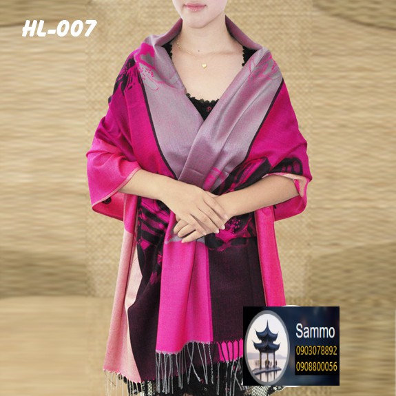 Khăn Choàng Cổ Lụa 2 Mặt Pashmina Màu Hống Sen