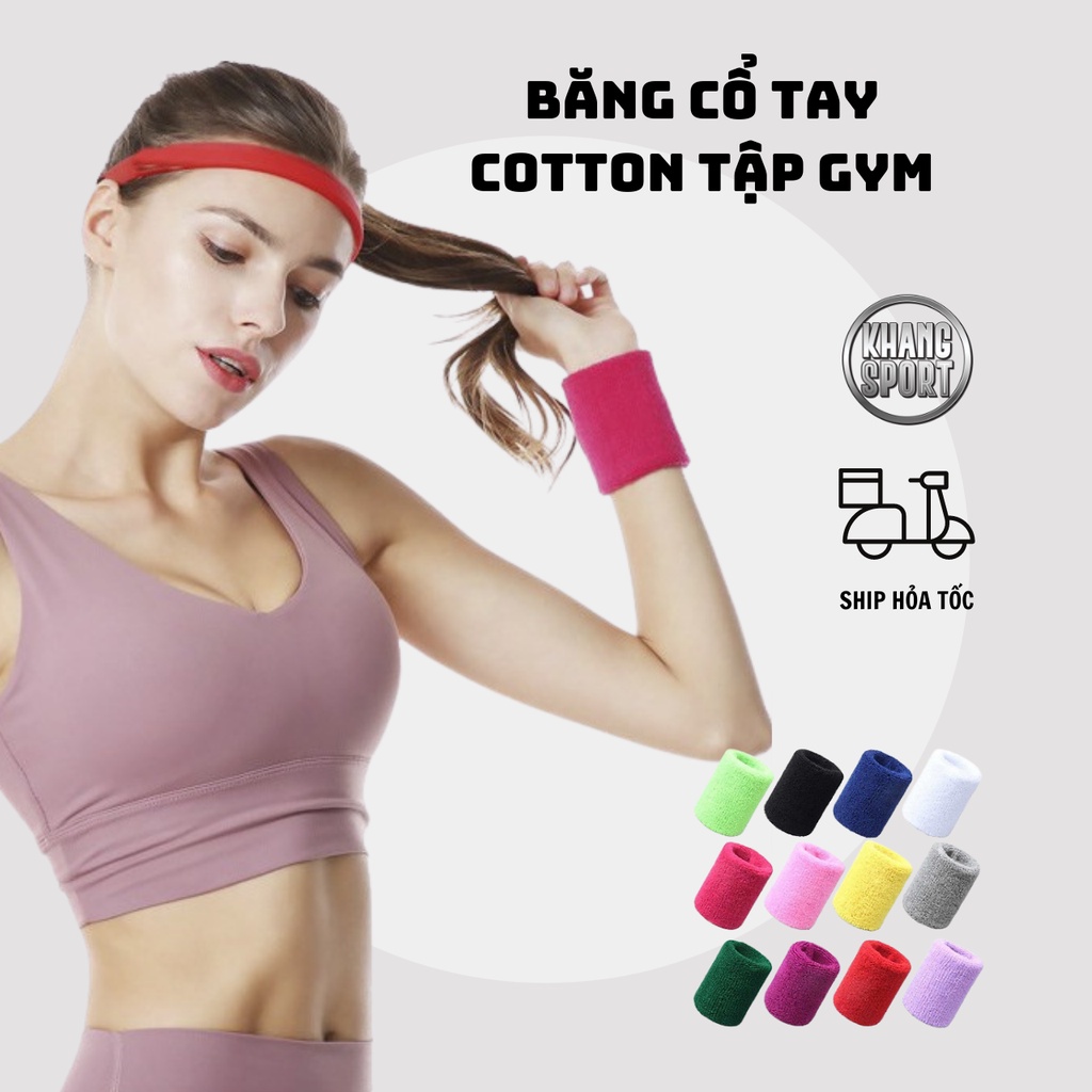 Băng đeo cổ tay cotton thể thao thấm mồ hôi tập Gym, Tennis (1 cái)