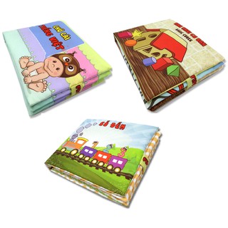 Bộ 3 Sách Vải PiPo Việt Nam Cho Bé ( Chữ Cái , Hình Khối , Số Đếm )