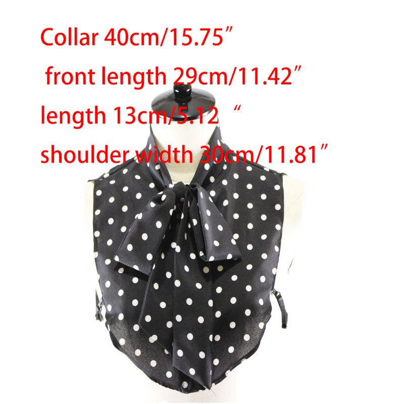 Cổ Áo Giả Thắt Nơ Họa Tiết Chấm Bi Trắng Đen Phong Cách Vintage Dành Cho Nữ