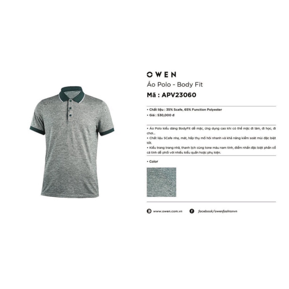 OWEN - Áo Polo ngắn tay Owen màu xanh 23060 - Áo thun nam ngắn tay có cổ