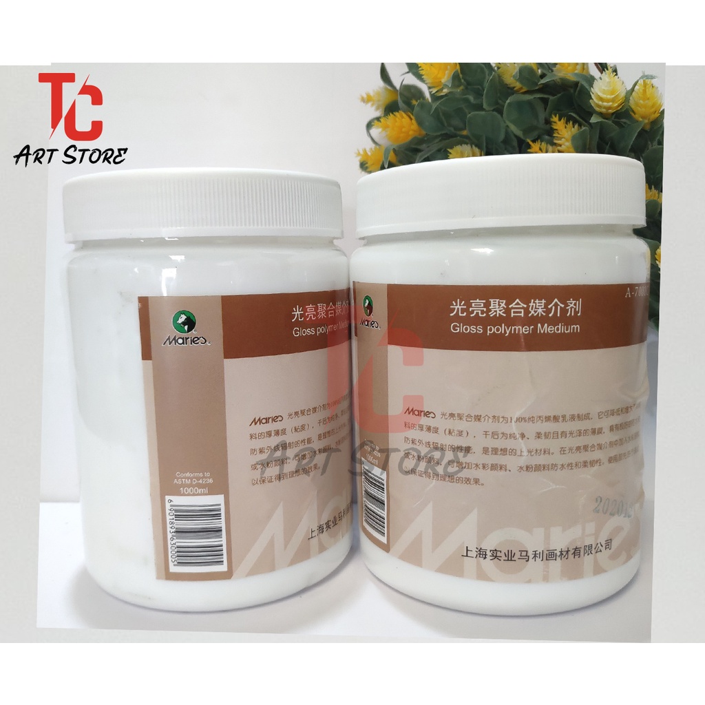PHỦ BÓNG BẢO VỆ TRANH ACRYLIC 1 LÍT - GLOSS POLYMER MEDIUM MARIE'S 1000ML