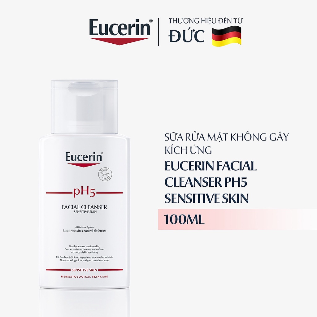 Eucerin pH5 Facial Cleanser Sensitive Skin 100mL & 400mL - Sữa Rửa Mặt Cho Da Nhạy Cảm.