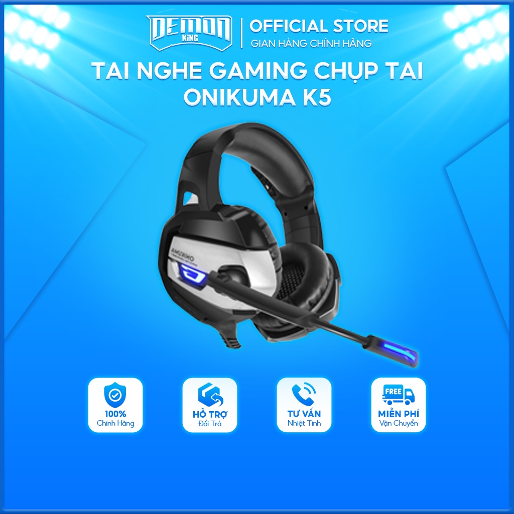 Tai nghe gaming chụp tai ONIKUMA K5 có dây kết nối máy tính gắn mic âm thanh sống động, đẳng cấp cho các game thủ