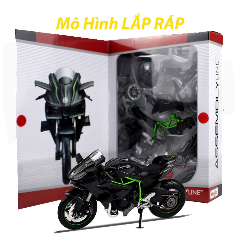 MÔ HÌNH LẮP RÁP xe Moto Kawasaki H2R - Maisto tỷ lệ 1:12