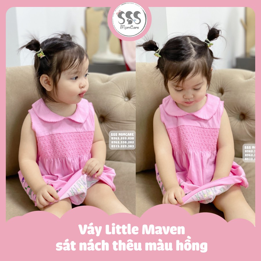 Váy Little Maven sát nách thêu màu hồng