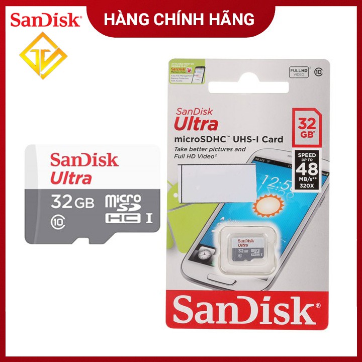 Thẻ Nhớ Micro SDHC SanDisk UHS-1 32GB Class 10 - 80MB/s - Hàng Chính Hãng