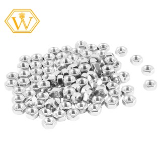 Set 100 đai ốc lục giác M3 3mm bằng kim loại màu bạc