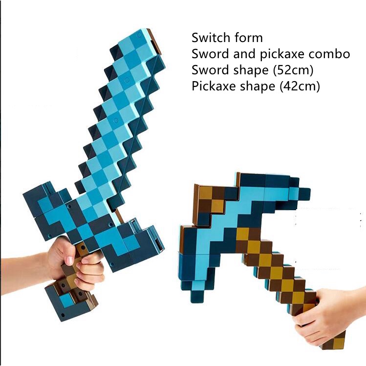 Trò chơi phổ biến Đồ chơi Minecraft Blue Diamond Deformation Sword Mô hình biến dạng cung và mũi tên hai trong một Nhập
