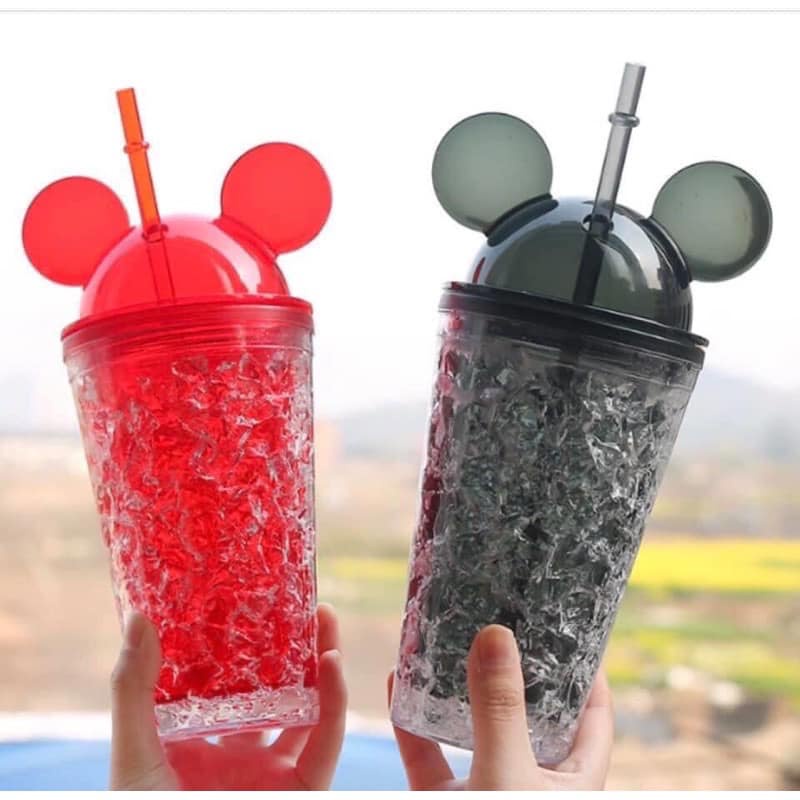 CỐC NƯỚC MICKEY KÈM ỐNG HÚT MÀU VỠ SIÊU ĐẸP