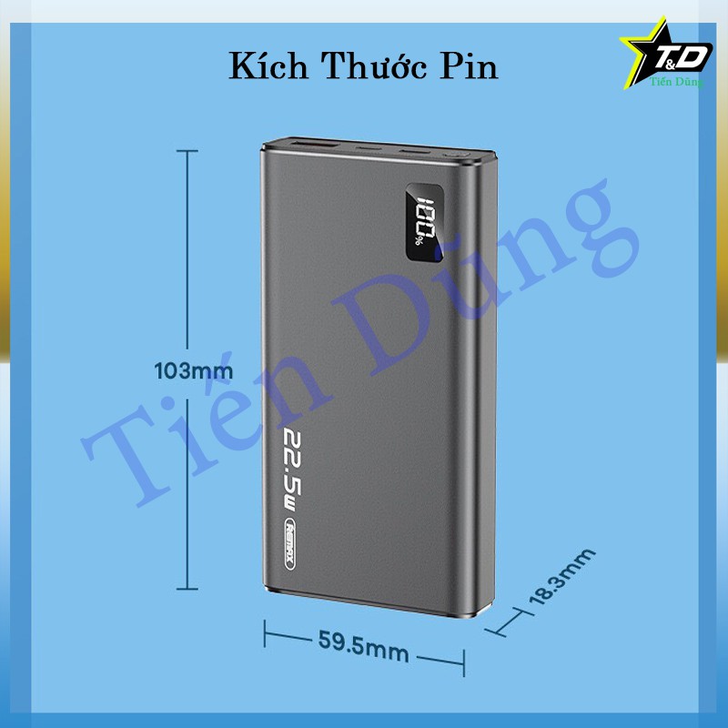 Pin sạc dự phòng remax RPP 118 sạc nhanh 22,5W dung lượng 10.000mAh đèn hiển thị pin