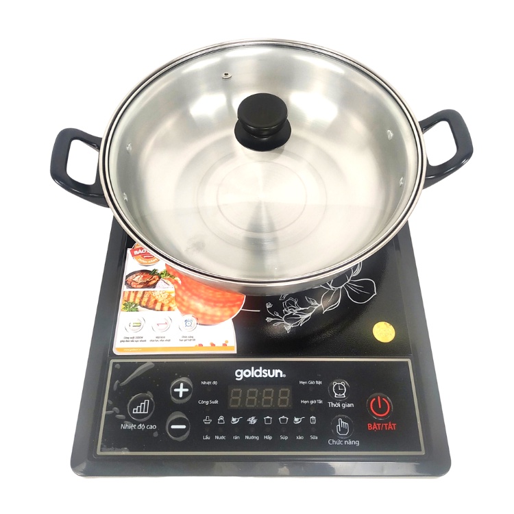 Bếp từ đơn Goldsun, bếp điện từ đơn tặng nồi lẩu inox công suất 2000W bảo hành 12 tháng, đổi mới 7 ngày GIC3201M