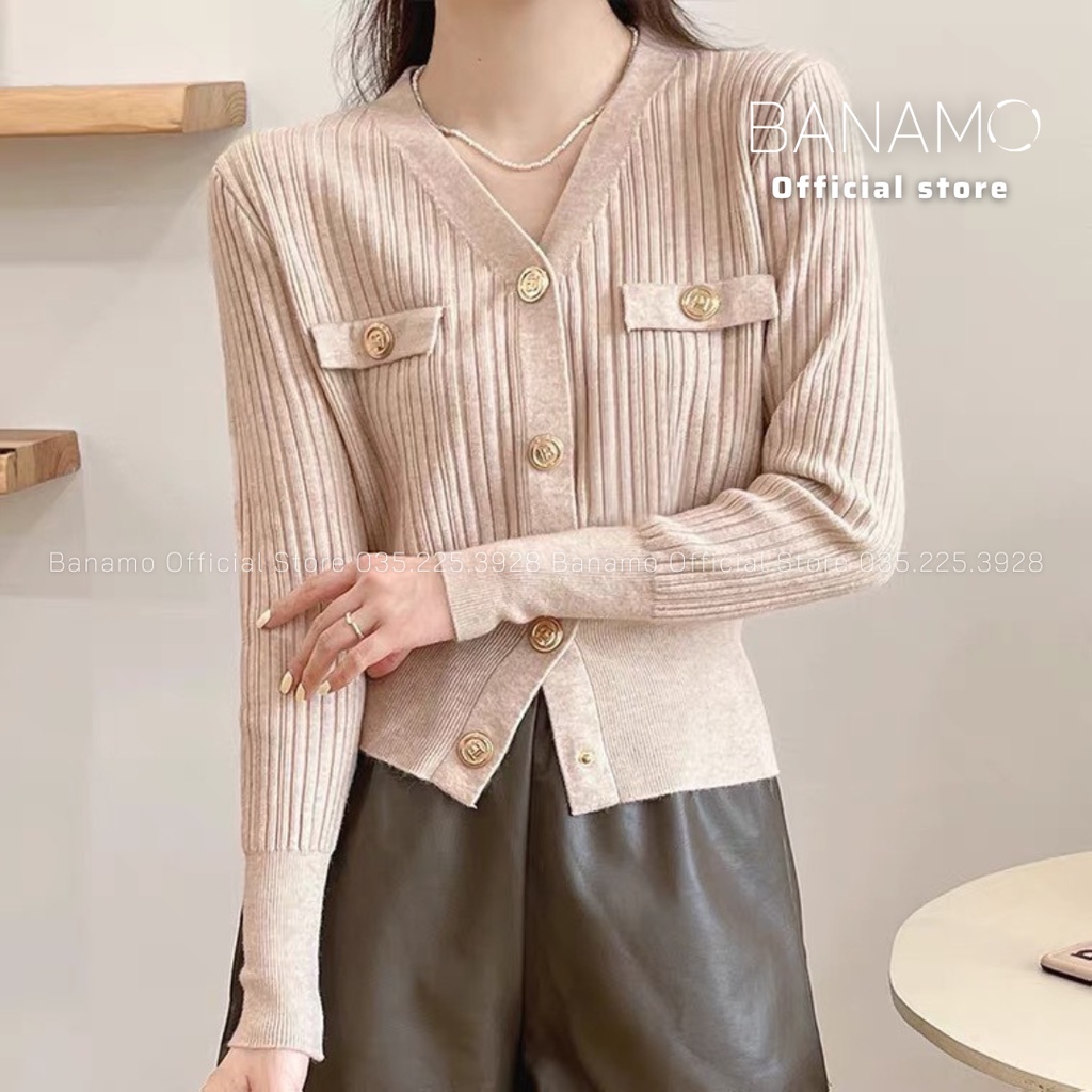 Áo cardigan thời trang Banamo Fashion áo len 2 túi ngực khuy đồng 3427