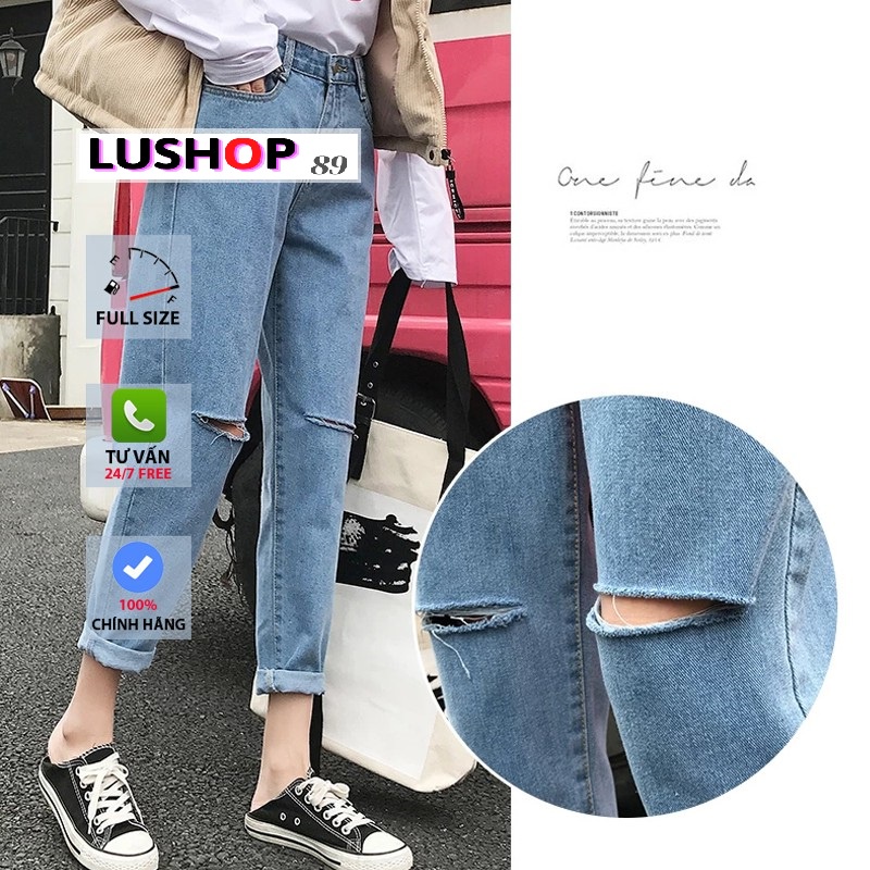 Quần jean baggy nữ quần bò nữ quần jeans nữ lưng cao cạp cao quần nữ đẹp 3 size S M L hot Lushop89 QT10 | BigBuy360 - bigbuy360.vn
