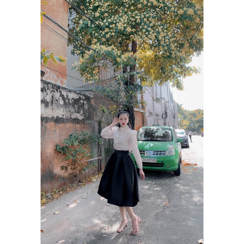 Áo sơmi tơ Organza ruby