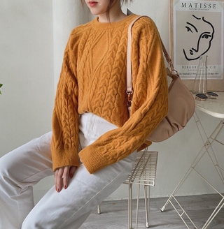 Áo len trám cổ tròn A-6975