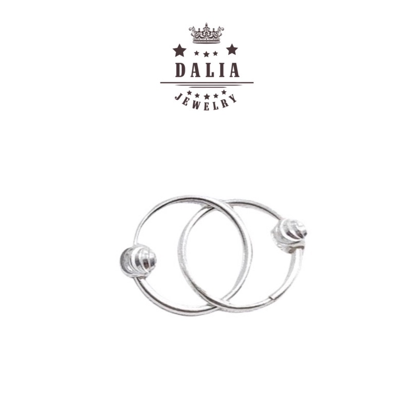 Bông tai bạc nữ DaLiA Jewelry vòng tròn bi, Bông tai tròn dạng nhỏ kiểu trẻ thơ
