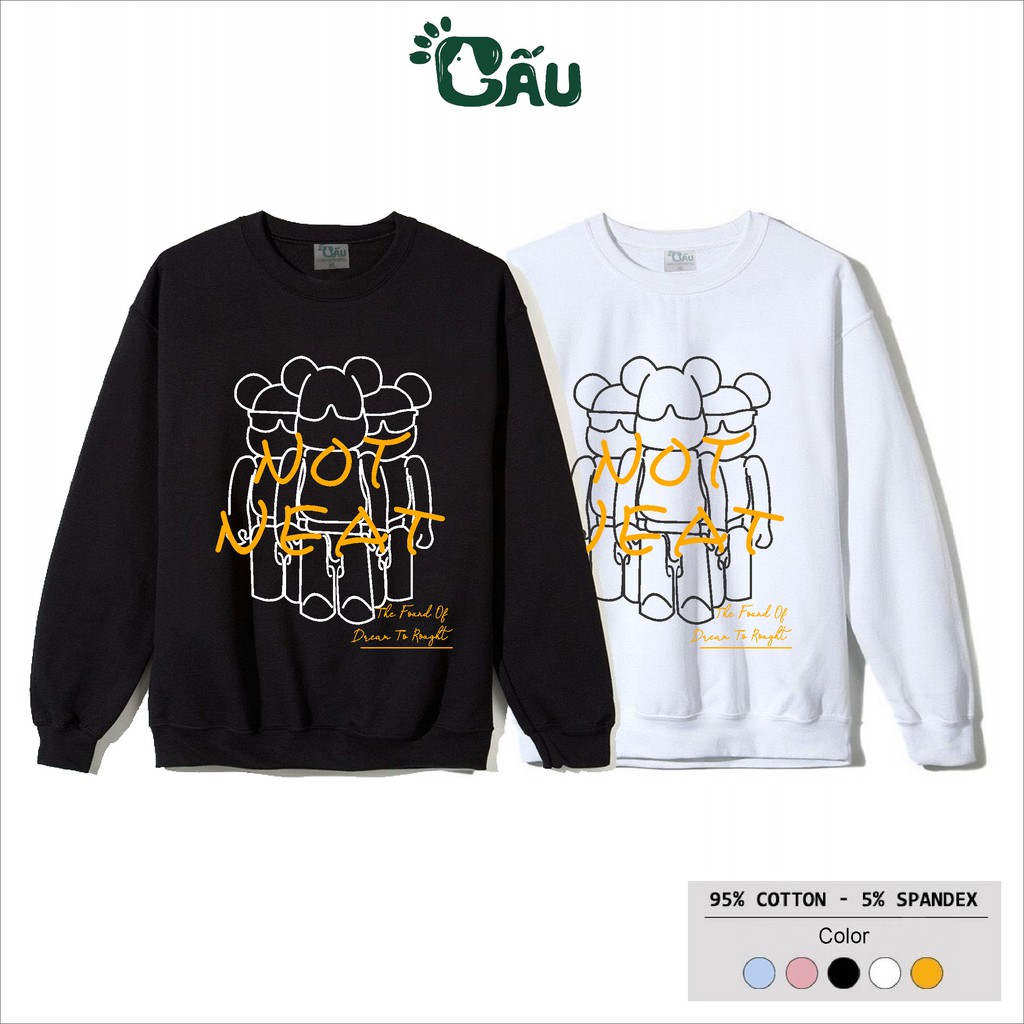 Áo sweater GẤU 194 vải thu đông co dãn, dày dặn mềm mịn form rộng phong cách Unisex - Not Neat | BigBuy360 - bigbuy360.vn
