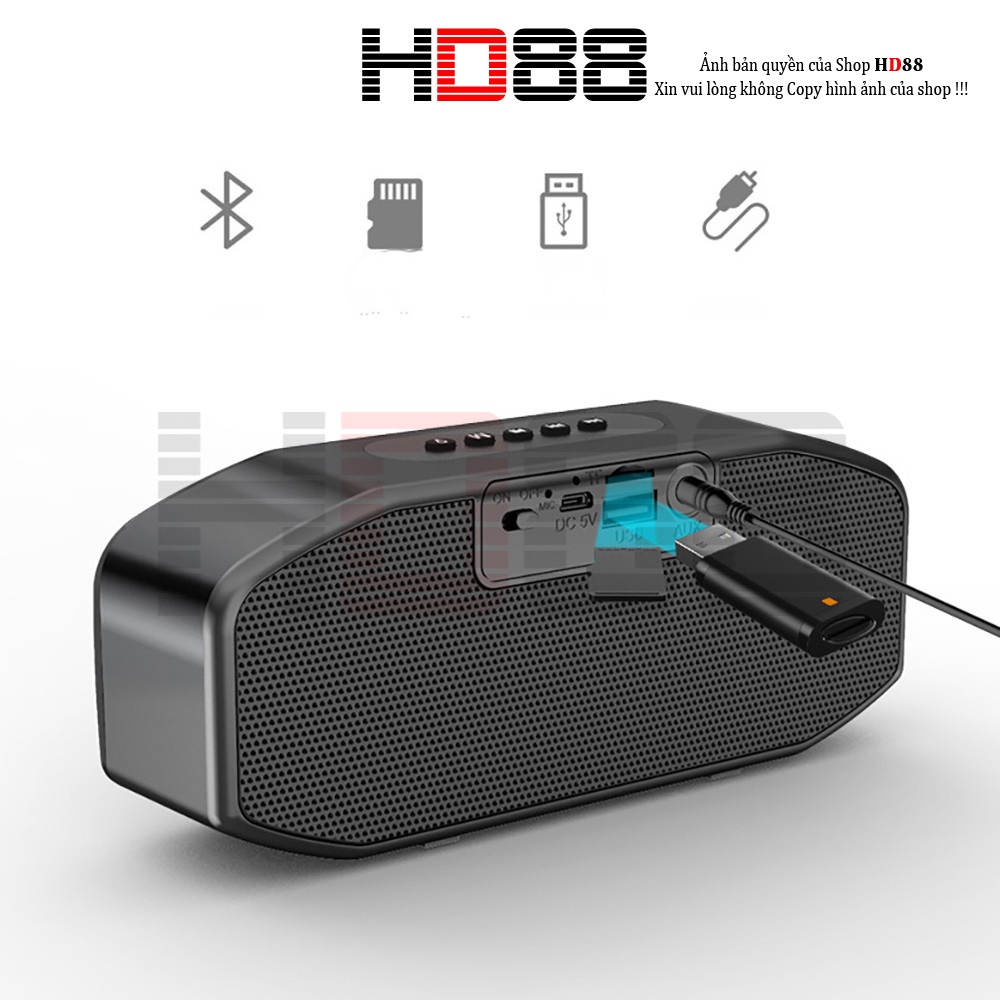 Loa Bluetooth cầm tay Manovo M5, âm thanh siêu trầm loa kép, màn hình led, FM radio dung lượng pin 2500mAh - HD8 - A44