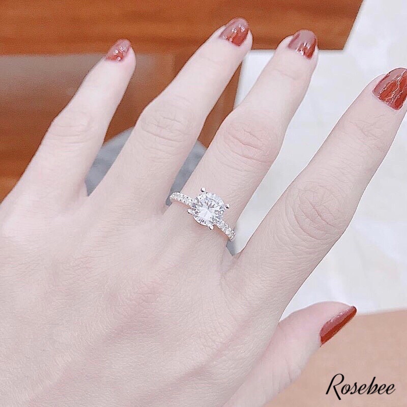 Nhẫn nữ đính hột cao Italy mạ bạch kim - Phong cách thời trang thanh lịch, sang trọng