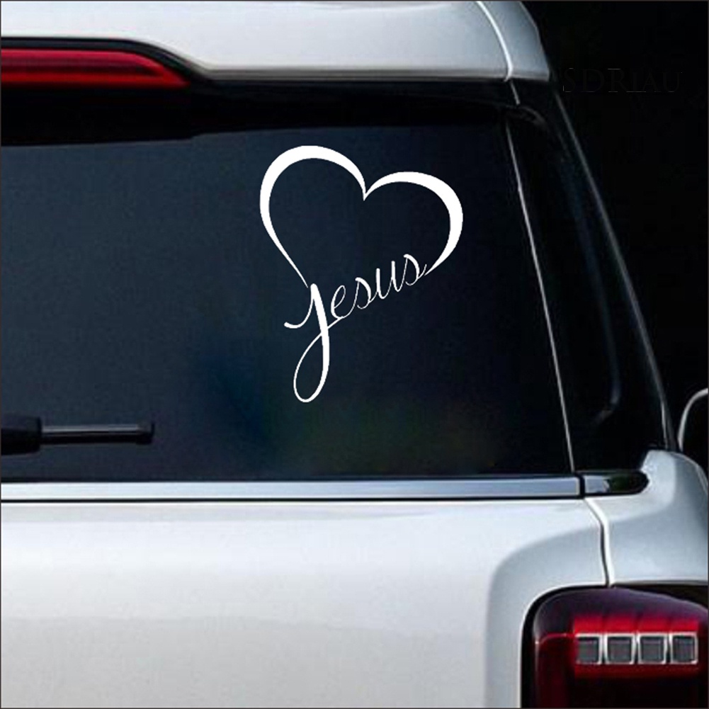 Miếng Dán Trang Trí Cửa Sổ Xe Hơi Chống Nước Tháo Được Hình Chúa Jesus Và Trái Tim