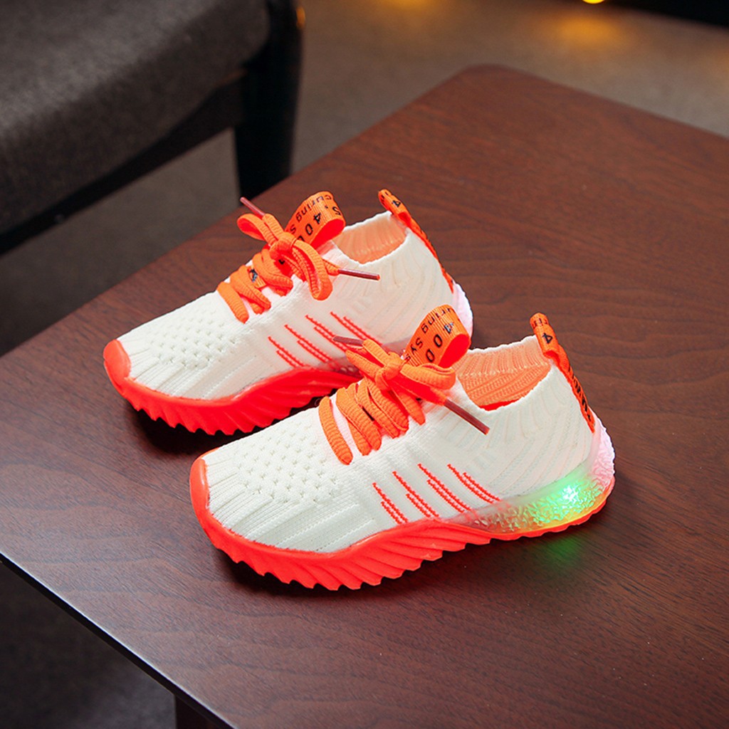 Children Kid Baby Girls Boys Candy Color Led Luminous Sport Run Sneakers Shoes