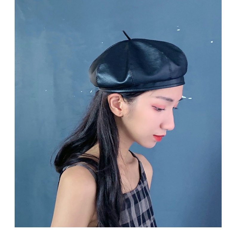 Mũ da nồi nữ Nón da beret Retro Cổ điển Phong cách Hàn Quốc