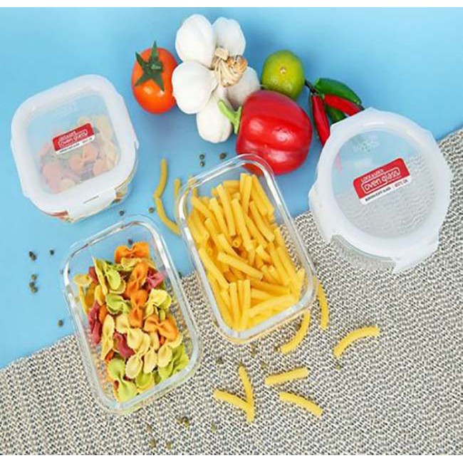 Bộ 3 Hộp Thủy Tinh Lock&Lock 630ml và túi giữ nhiệt | BigBuy360 - bigbuy360.vn
