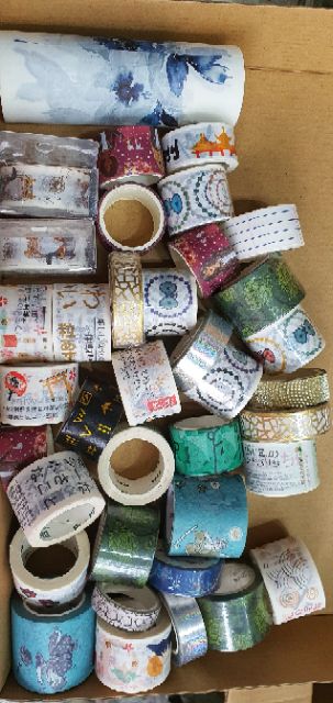 100g băng keo họa tiết washi tape mix họa tiết cute, vintage Buka dùng trang trí album sổ lưu niệm (ngẫu nhiên)