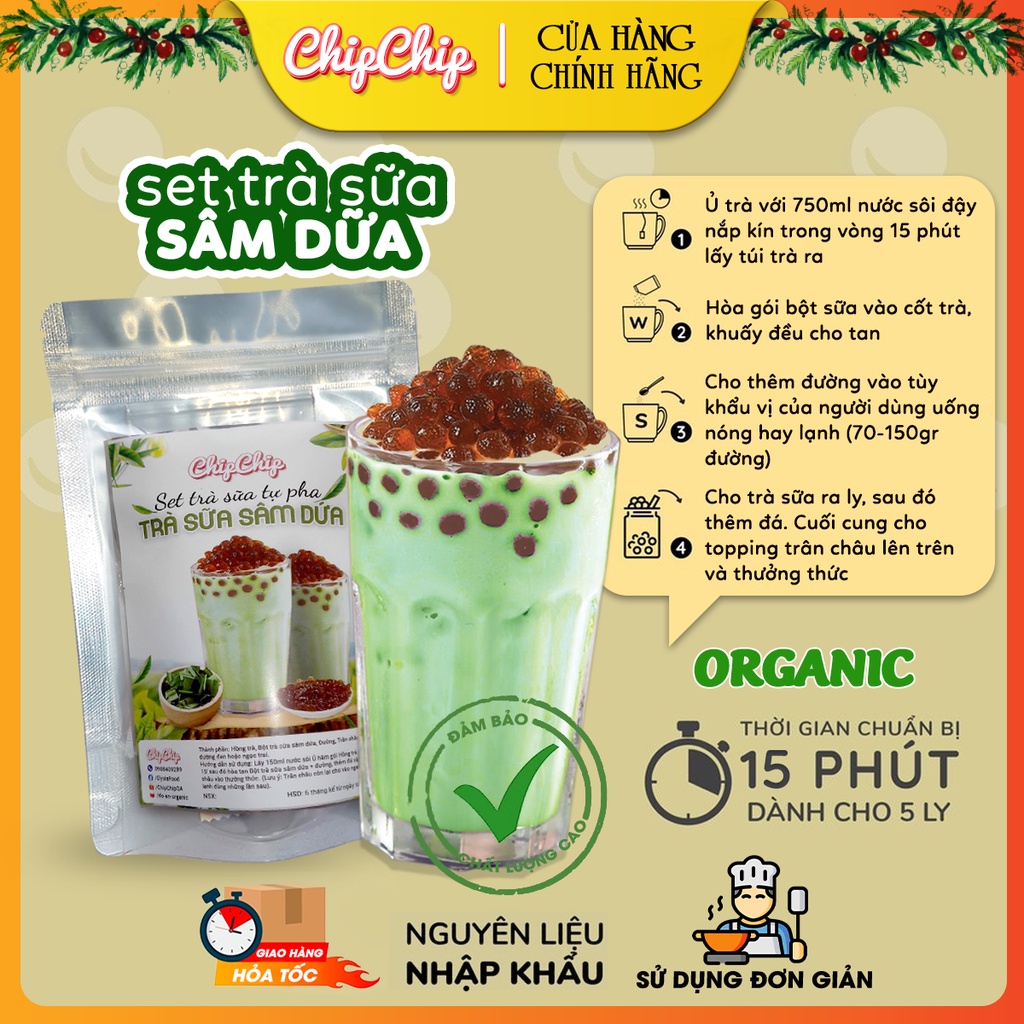 Combo Trà Sữa Trân Châu Matcha,Sầu Riêng, Phúc Bồn Tử,Sâm Dứa  Nguyên Liệu Trà Sữa Nhập Khẩu