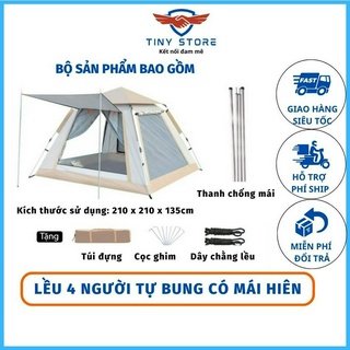 Lều cắm trại tự bung 4 người kiểu dáng cabin cao cấp