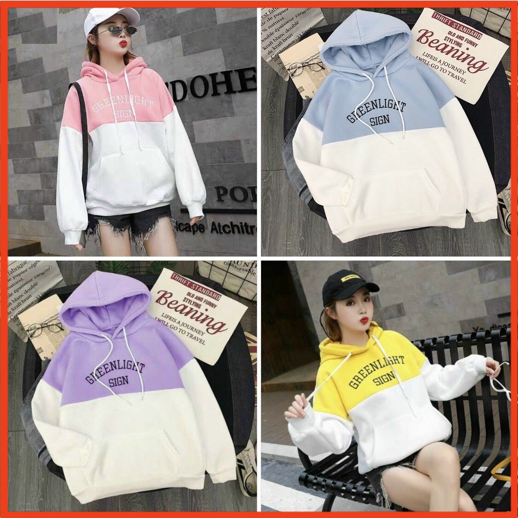 ÁO HOODIE ️💖𝑭𝑹𝑬𝑬𝑺𝑯𝑰𝑷 💖 ÁO khoác HOODIE NỮ greenlight sign DÀY MỊN NHIỀU MÀU AO HOODIE FREE SIZE DƯỚI 60KG SnowGem