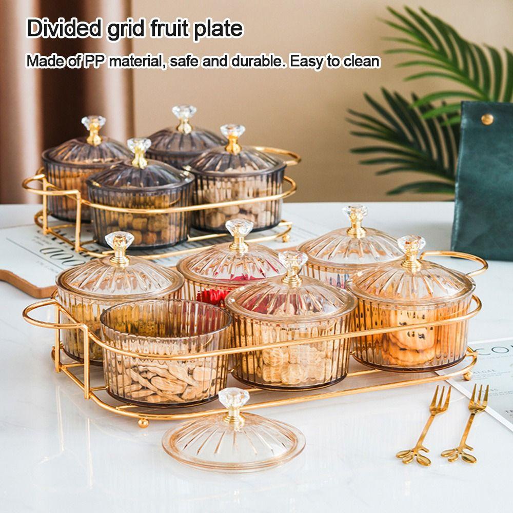 LEISURE Salad Plate Luxury Grid Food Storage With Lid Bowl Snack Dishes