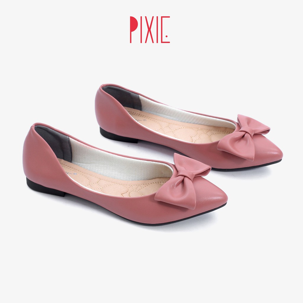 Giày Búp Bê Mũi Nhọn Đính Nơ Pixie X488