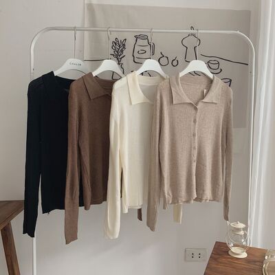 Áo polo mongtoghi dài tay A-012, áo polo len mịn, áo len nữ chất mịn | BigBuy360 - bigbuy360.vn