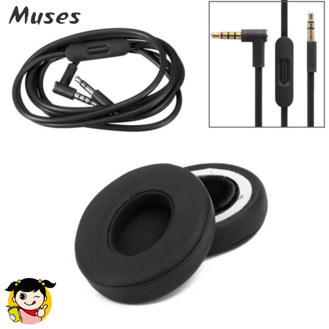 Set 2 miếng đệm tai + dây cáp thay thế cho tai nghe Beats by Dr Dre Solo 2 Muse07