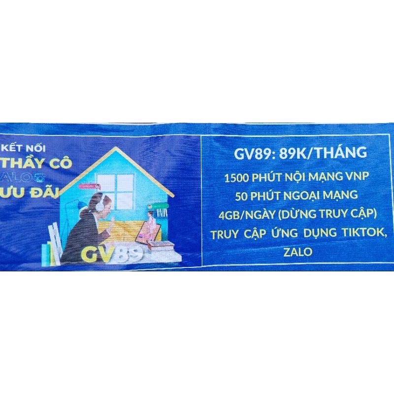 Sim 4G Vina GV89 4G/ngày, 50p ngoại mạng, MF truy cập Zalo, Tiktok. Miễn phí 1 năm