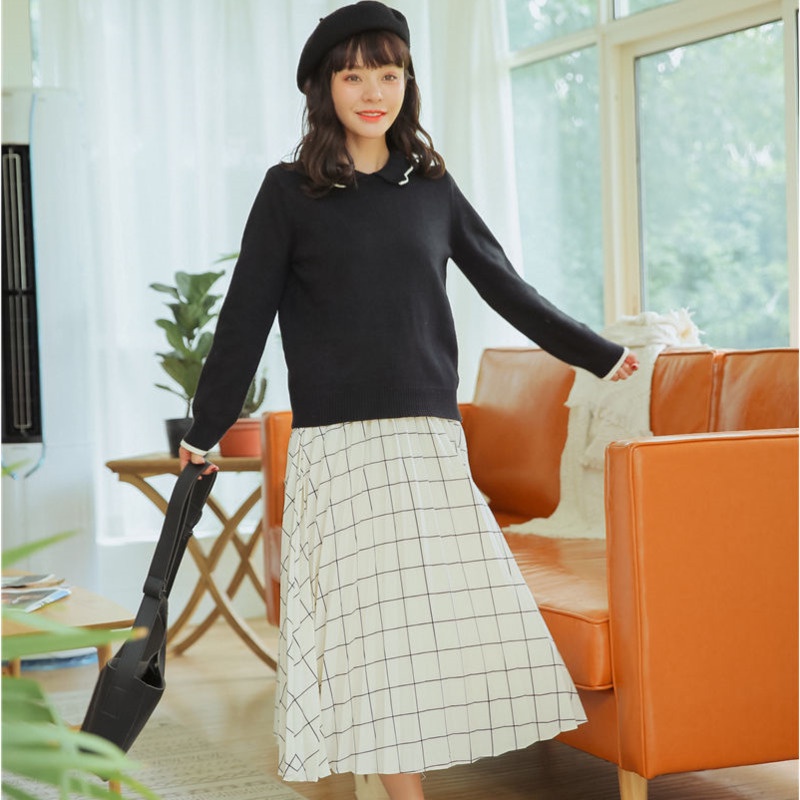 Áo sweater Cổ Bẻ Màu Sắc Tương Phản Thời Trang Thu Đông Cho Nữ