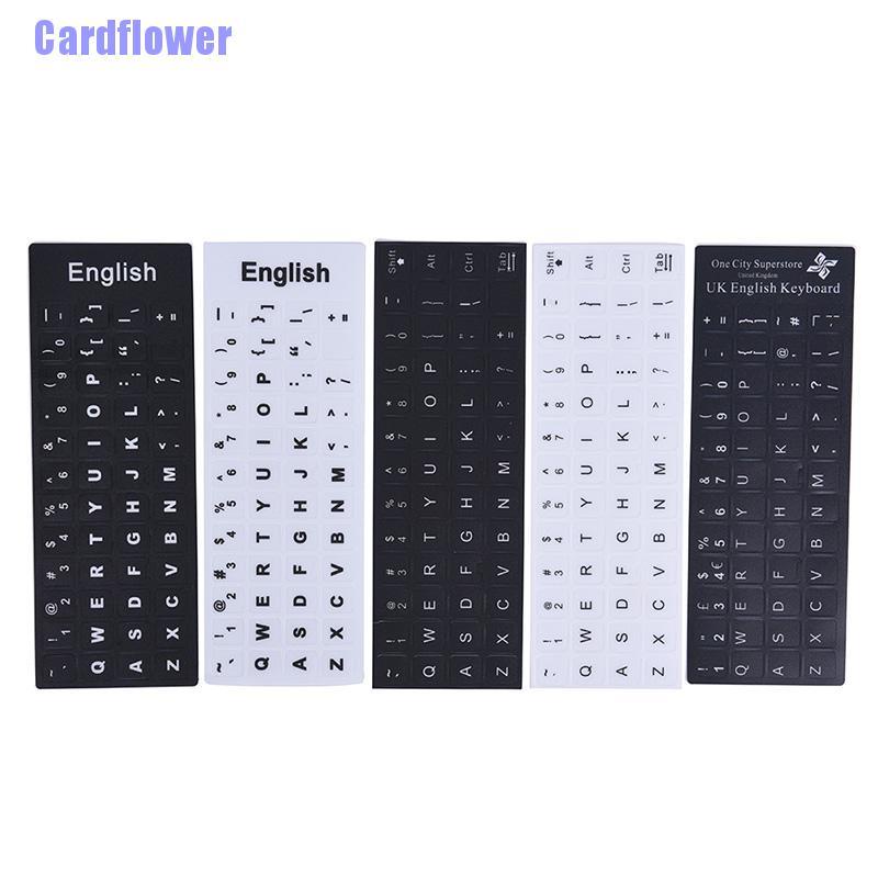 Miếng Dán Bàn Phím Laptop Màu Trắng / Đen In Chữ Tiếng Anh Cardflower