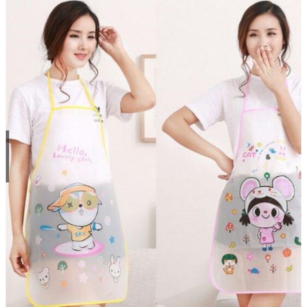 Tạp Dề Nấu Ăn Pha Chế Nylon Chống Nước Cute