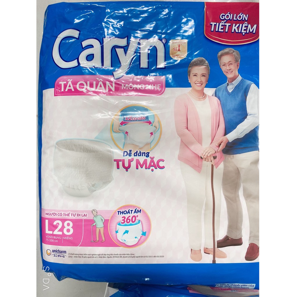 (Tách lẻ) TÃ QUẦN NGƯỜI LỚN MỎNG NHẸ SIÊU THẤM CARYN SIZE L14 và L28