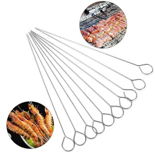 Combo 10 Xiên nướng thịt bằng inox không gỉ sáng bóng chất lượng cao dùng cho bếp nướng phi 4 dài 60cm