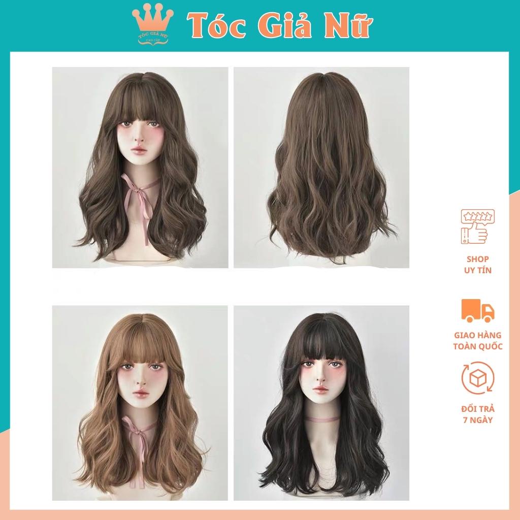 Tóc giả nữ nguyên đầu xoăn dợn lửng C0304, tặng kèm lưới trùm