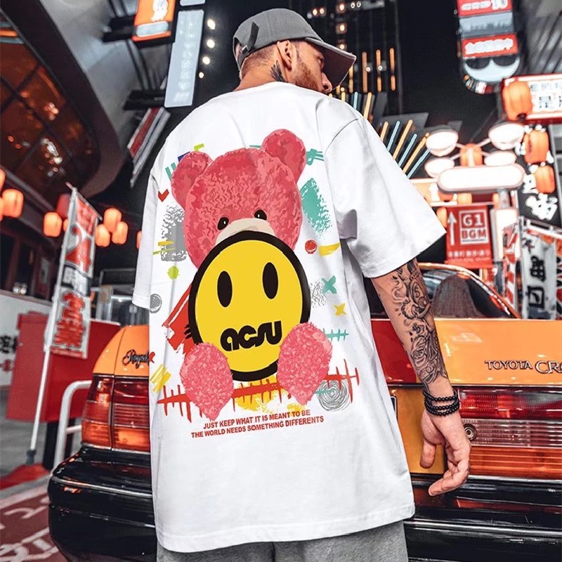 Áo Thun Dáng Rộng In Họa Tiết Hoạt Hình Phong Cách Hip Hop Nhật Bản Thời Trang Mùa Hè Cho Nam Cỡ M-8XL