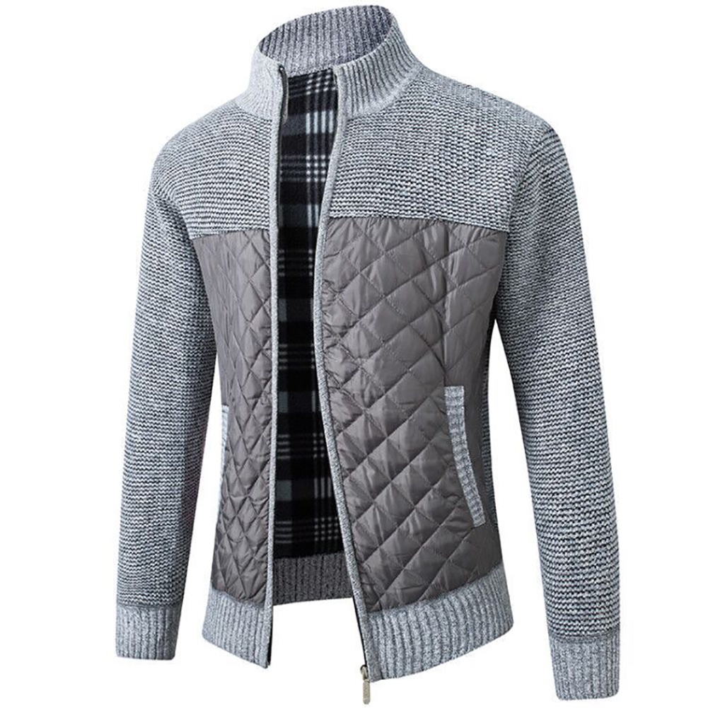 Áo khoác cardigan dệt kim phối túi khoá kéo thời trang cho nam