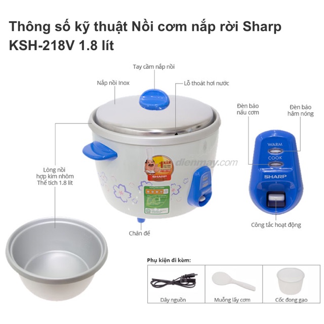 Nồi cơm điện Sharp 1.8 lit rời