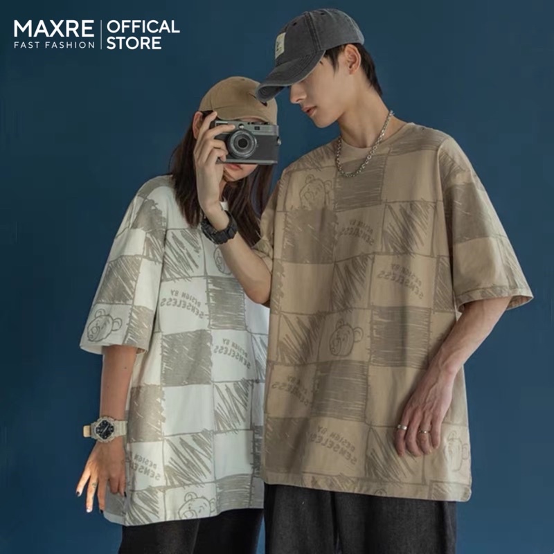 Áo phông Unisex nam nữ hoạ tiết caro gấu bông